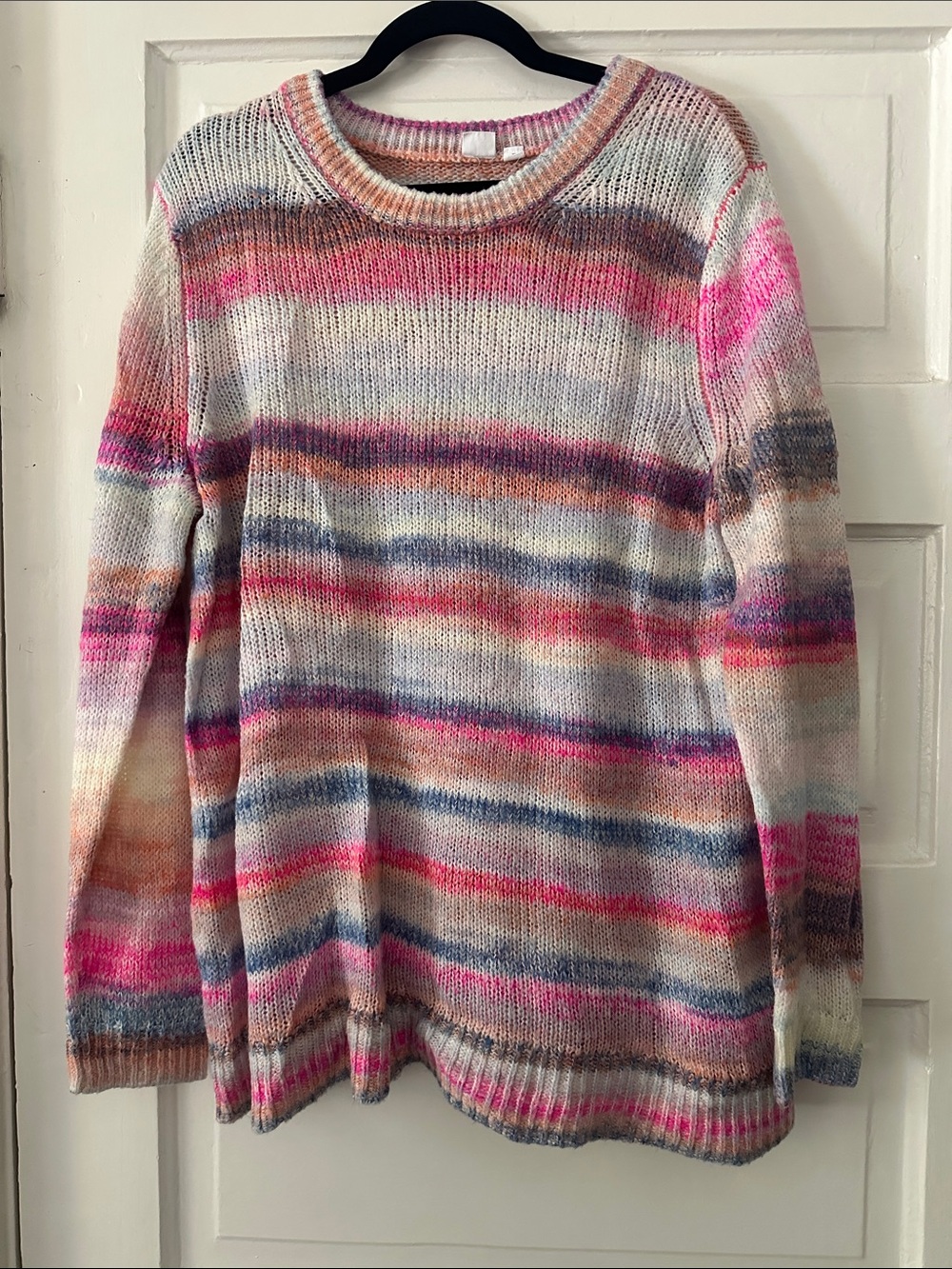 GAP Striped Crewneck Sweater in Pink, Cream & Blue Tones